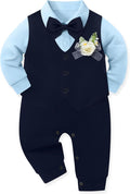 Baby Boy Clothes Gentleman Baby Suit Long Sleeve Romper+Vest+Bow Tie+Corsage by Unknown