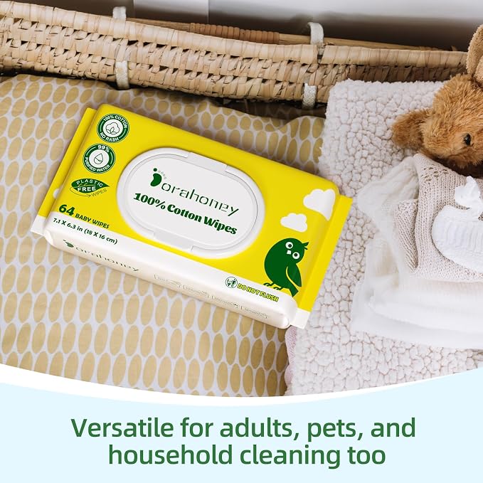 100% USA Cotton Baby Wipes for Sensitive Skin, 99% Purified Water Unscented Wet - Image 6