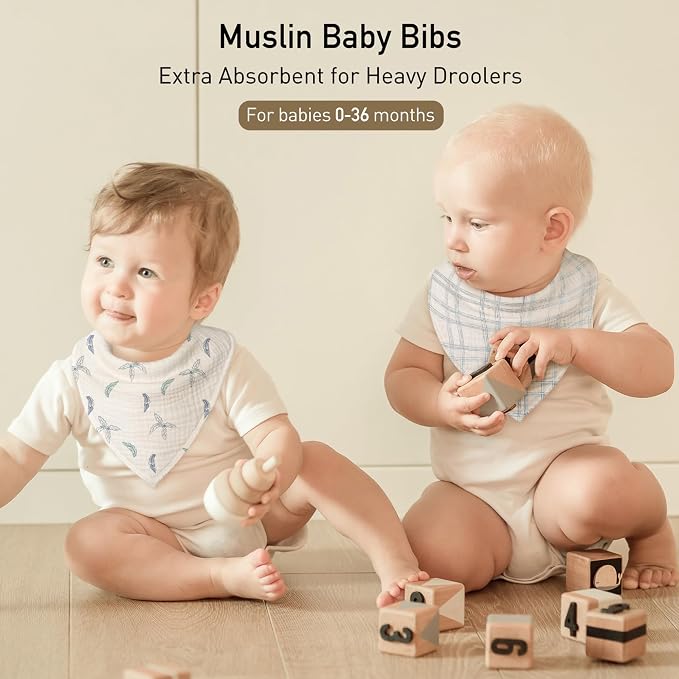 Muslin Baby Bibs 8 Pack, Baby Bandana Drool Bib - Image 3