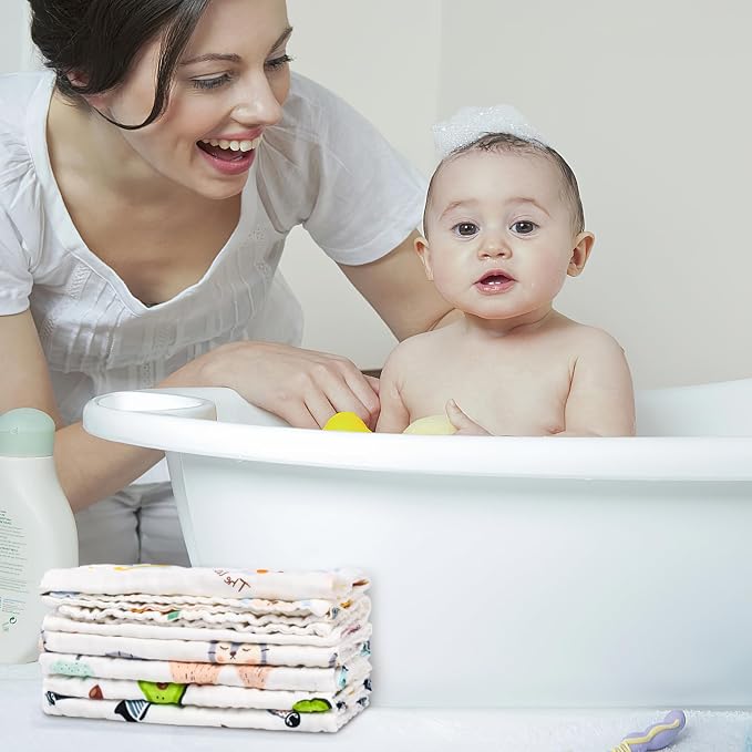 FOOK FISH Muslin Burp Cloths Large 20''x10'' 10 Packs - Image 8