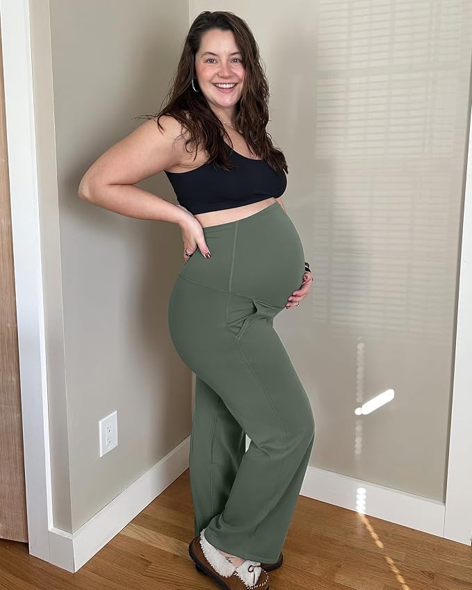 G4Free Maternity Pants Over The Belly Yoga Dress Work Pregnancy Pants Stretchy - Image 2