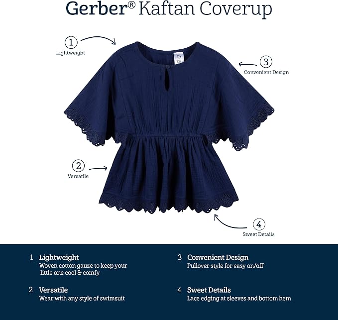 Gerber baby-girls Toddler Kaftan Swim Cover Up - Image 7
