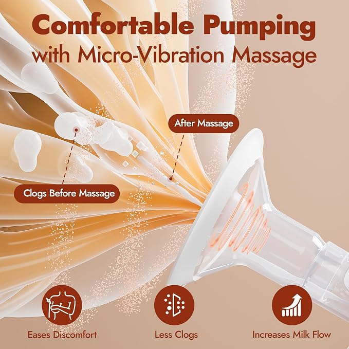 NCVI Electric Breast Pump 8132, VibeRelief Micro-Vibration Massage to Ease - Image 3