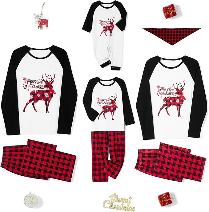 Awoscut Christmas Family Matching Pajamas Christmas Pjs Holiday Nightwear - Image 6