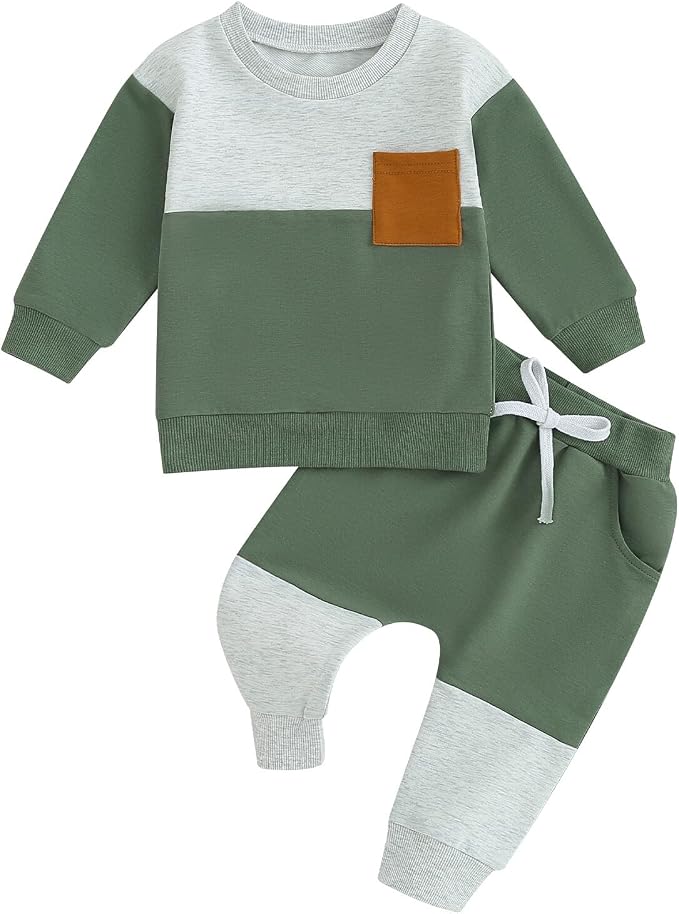 Kupretty Toddler Baby Boy Fall Winter Clothes Color Block Long Sleeve by Kupretty