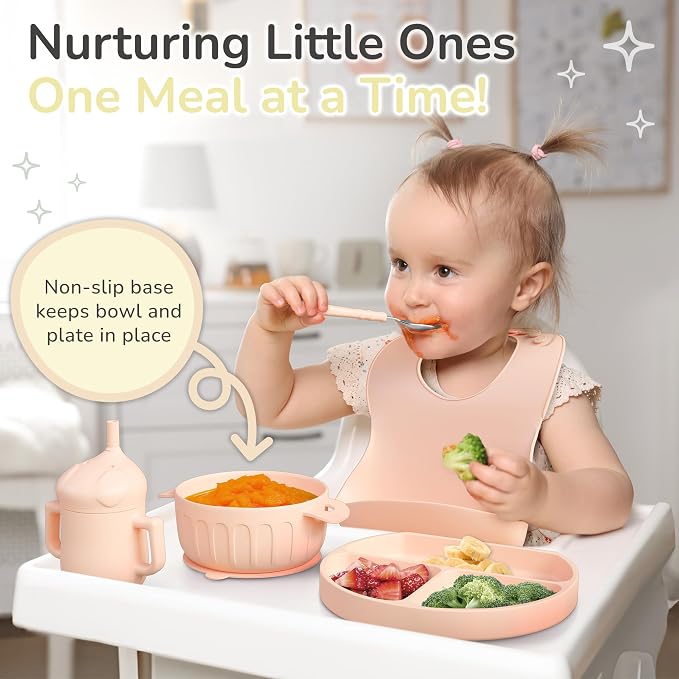 mimi & kiki BPA-Free Silicone Baby Feeding Set, Baby Plates and Bowls Set - Image 5