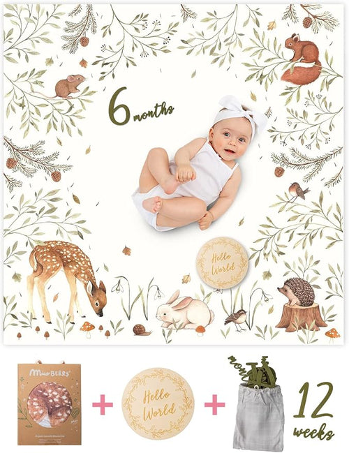 100% Organic Cotton Muslin Monthly Baby Milestone Blanket - Image 2