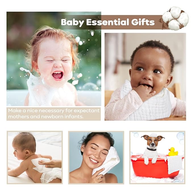 Yoofoss Muslin Baby Washcloths 100% Cotton Face Towels 6 Pack Wash Cloths - Image 7