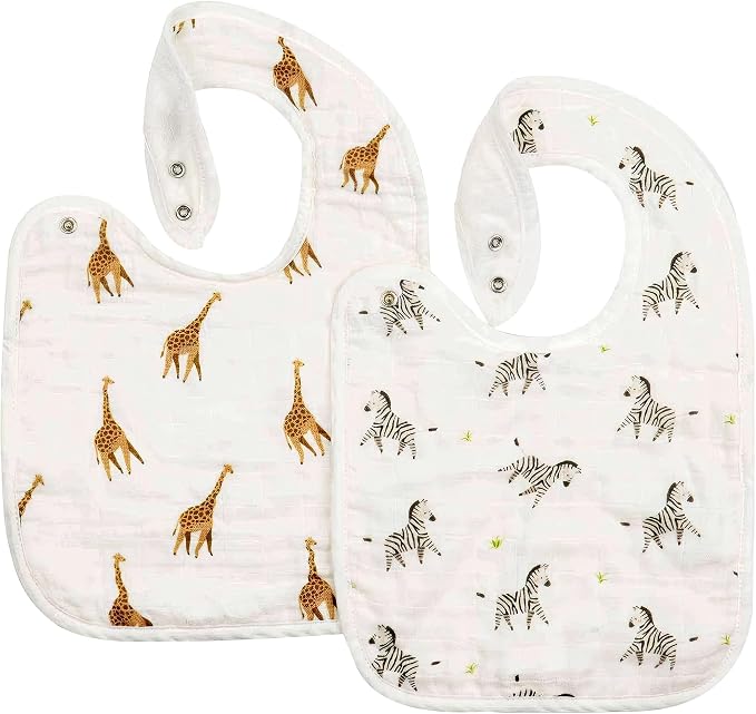 Bamboo Little Bamboo Viscose Baby Bib Set, Giraffe & Zebra by BambooLittle
