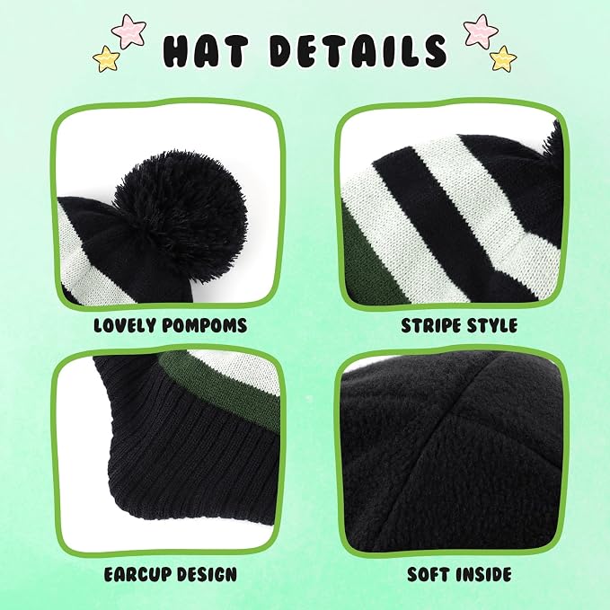Duoyeree Kids Beanie Hat for Boys Girls Pom-pom Kint Hats Cozy Lining Winter - Image 3
