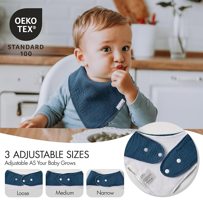 Muslin Baby Bibs for Boys Girls, 10 Pack Super Absorbent Baby Bandana Drool - Image 6