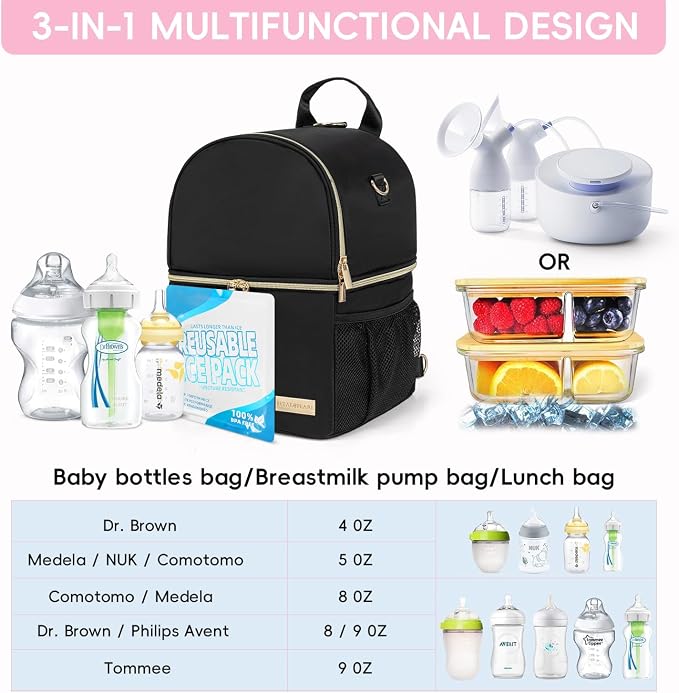 Breastmilk Cooler Travel Bag – 2-in-1 Pump & Bottle Compartments | Insulated - Image 2