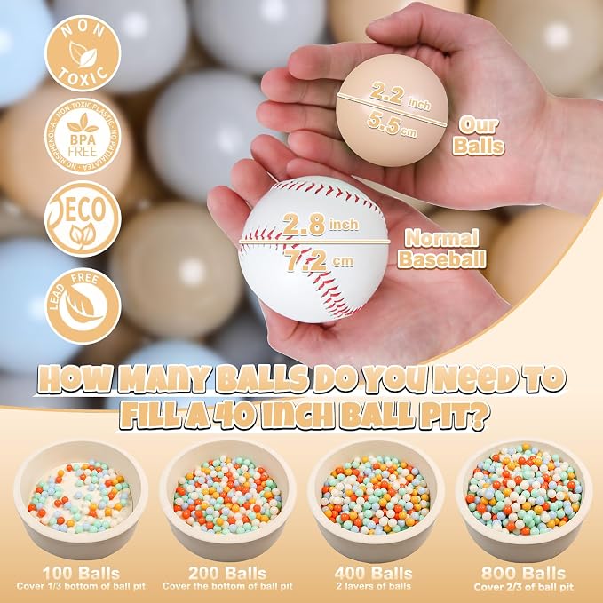 GOGOSO Ball Pits Balls for Toddlers Pack of 50 100 200 Plastics Shape Ball - Image 3