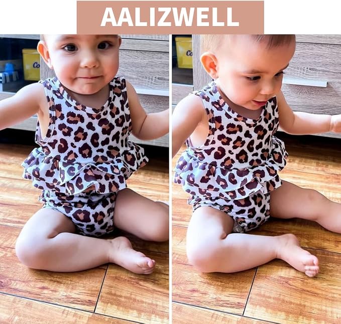 Aalizzwell Toddler Baby Girl Bathing Suit Two Piece Swimsuit Bikini Beach Wear - Image 2