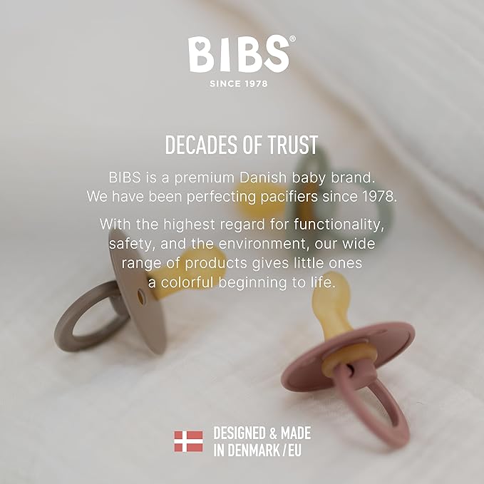 BIBS Pacifiers Colour Collection | Natural Rubber Baby Pacifier | Round Nipple - Image 6
