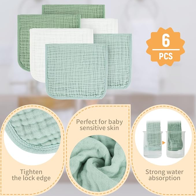 Baby Burp Cloth 100% Cotton Newborn Cotton Muslin Burp Cloth 10x20 inches - Image 3