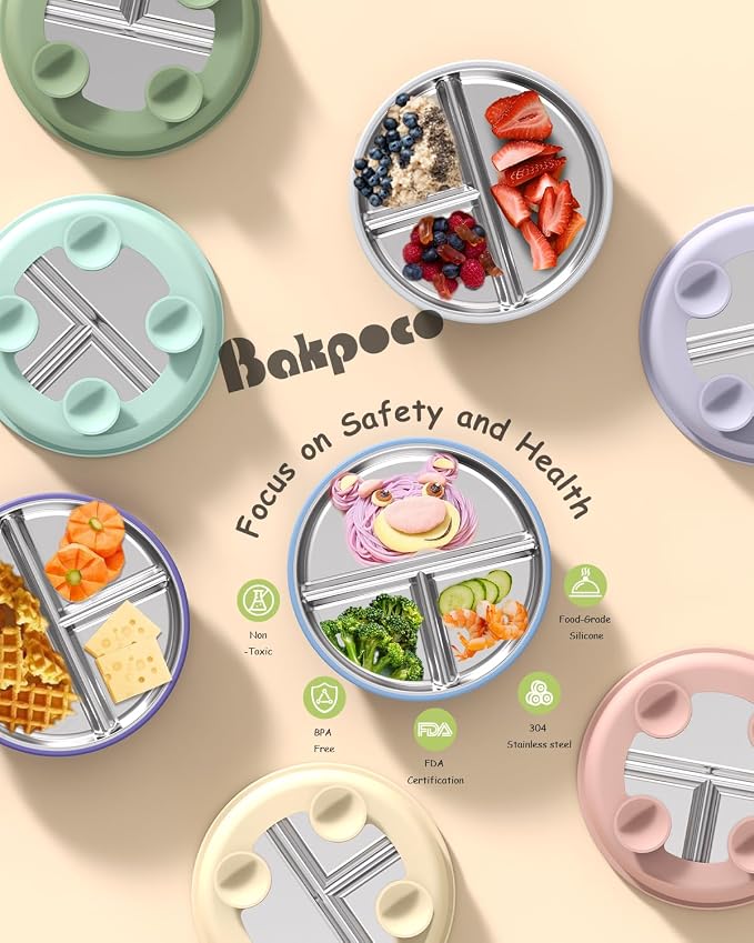 8” Stainless Steel Toddler Plate - Image 7