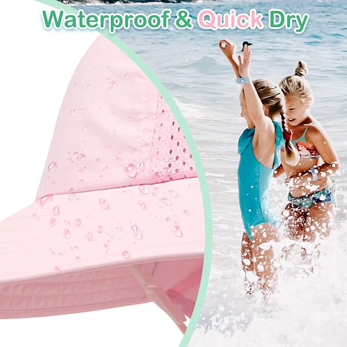 XIAOHAWANG Girls Sun Hat Baby Beach Hats Boys UPF 50+ Kids Summer Protection - Image 4