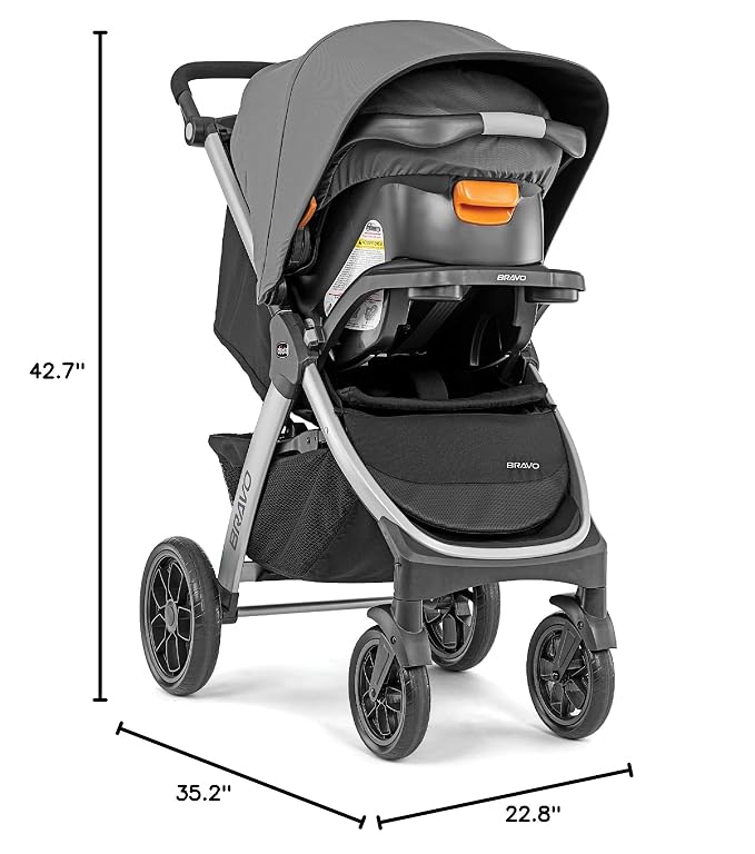 Chicco Bravo 3-in-1 Trio Travel System, Bravo Quick-Fold Stroller - Image 14