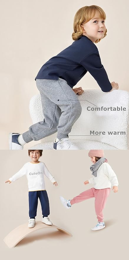 CuteOn Unisex Toddler Jogger Pants Kids Cotton Elastic Waist Winter Baby - Image 5