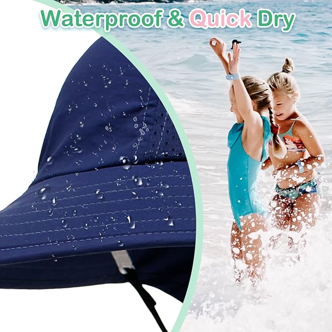 XIAOHAWANG Girls Sun Hat Baby Beach Hats Boys UPF 50+ Kids Summer Protection - Image 3