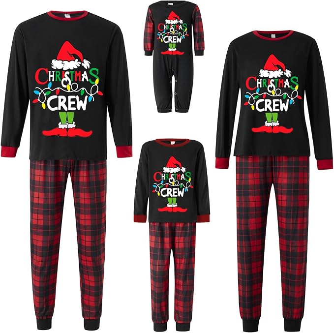 Awoscut Christmas Family Matching Pajamas Christmas Pjs Holiday Nightwear - Image 3