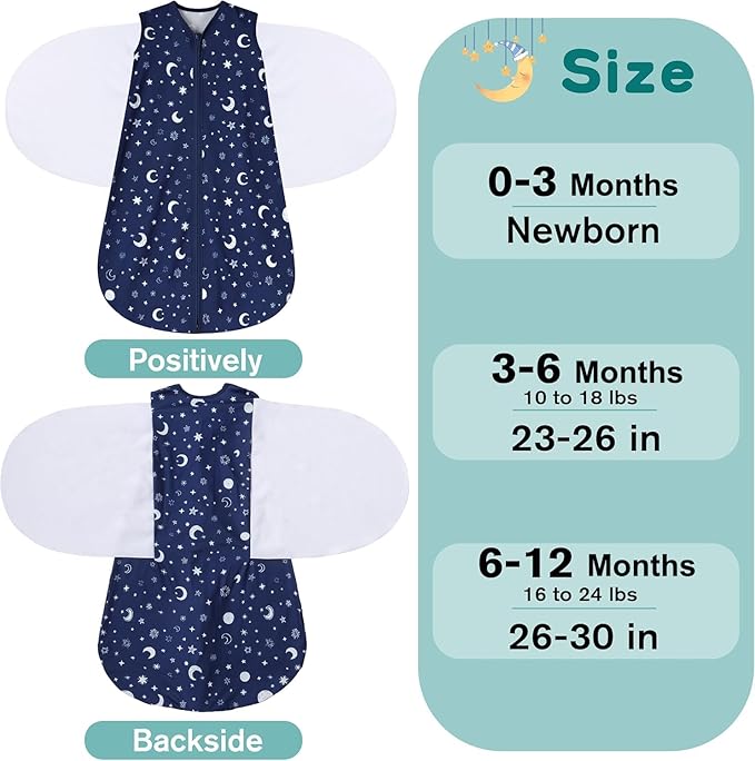 Newborn Sleep Sack Baby Swaddle, 3-6 Months, 3-Way Adjustable Wearable Blanket - Image 5