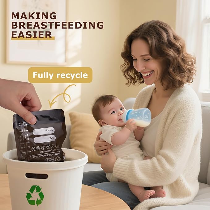 FATI Breastmilk Storage Bags-200 Pcs, 8Oz Blackout Breast Milk Storing Bag - Image 7