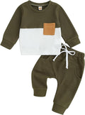 Toddler Baby Boy Fall Clothes Waffle Contrast Color Sweatshirt Pants Sets by GGBNOMER
