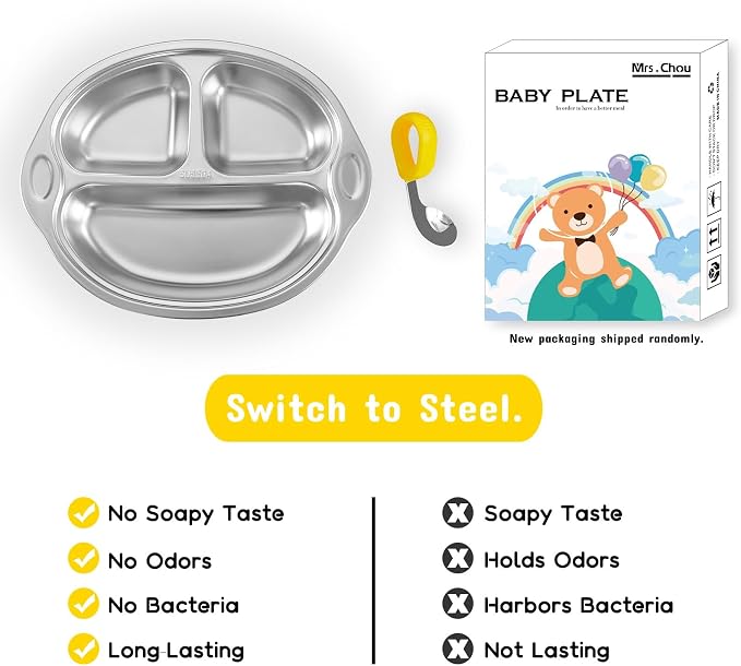 Stainless Steel Baby Suction Plates: Divided Plates - Image 3