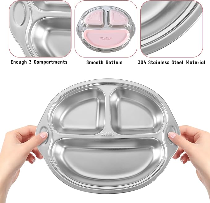 Stainless Steel Baby Suction Plates: Divided Plates - Image 5