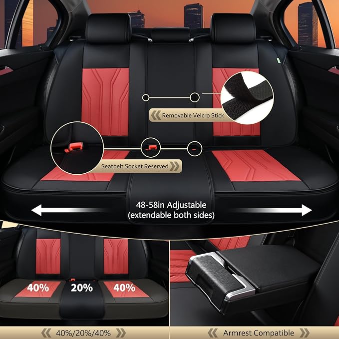 FLORICH Leather Seat Covers, Car Seat Covers Full Set, Car Seat Protectors 5 - Image 4