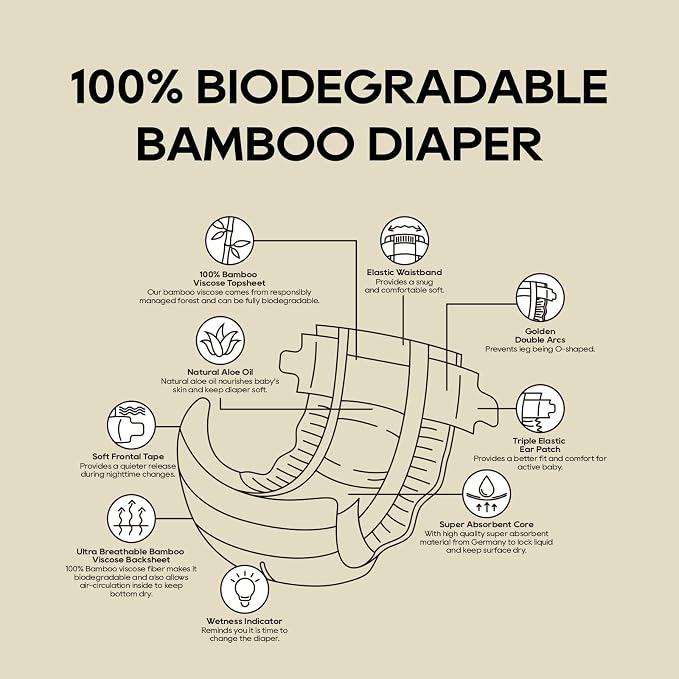 ECO BOOM Preemie Diapers, Viscose from Bamboo Diapers, Natural Soft Disposable - Image 6