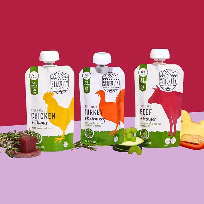 Serenity Kids 6+ Month Organic Beef & Veggie Baby Food Pouches - Image 6