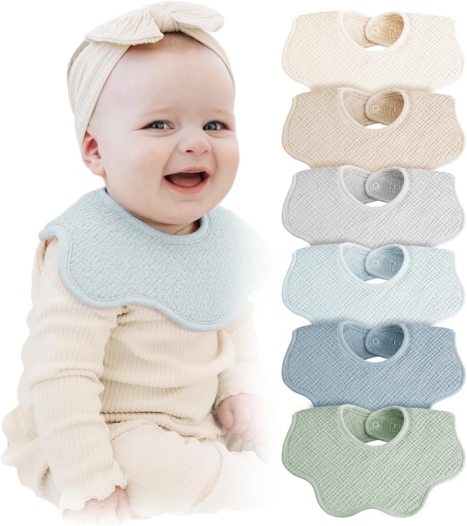 Konssy Muslin Baby Bibs 100% Cotton Absorbent Bandana Drool Bibs by Konssy