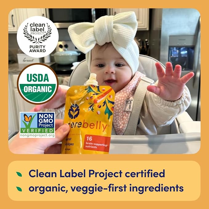 Cerebelly Organic Baby Food Pouches, Carrot Chickpea Purees, 16 Nutrients - Image 4