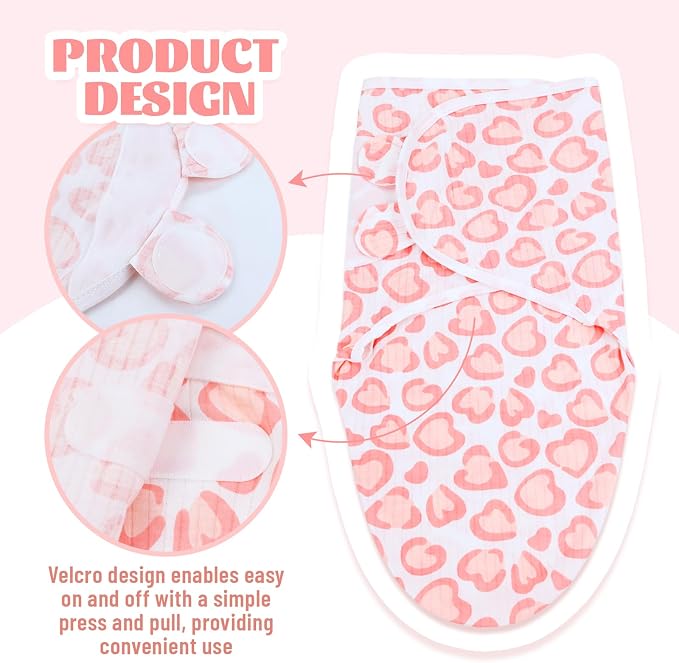 Cinaci 2 Pack Adjustable Soft Cotton Blend Newborn Baby Receiving Swaddle - Image 4