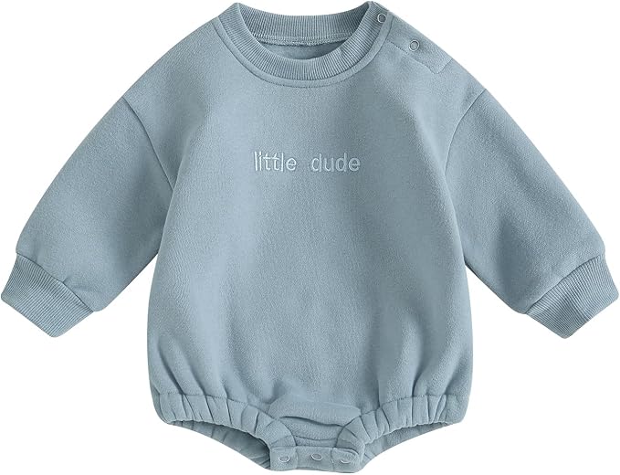 VISGOGO Newborn Infant Baby Boy Girls Oversized Romper Little Dude Sweater by VISGOGO
