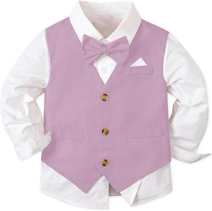 SANGTREE Boys Cotton Linen Suit Formal Set Baby Clothes Boy Gentleman Wedding - Image 2