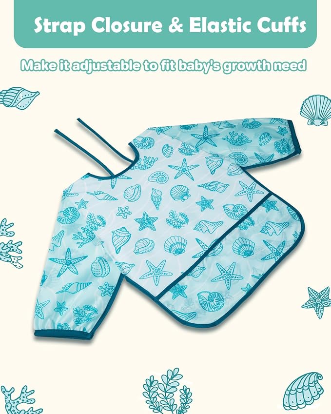 Lictin 3 Packs Baby Bibs for Boy or Girl, Cute Long Sleeve Bib, Waterproof Bibs - Image 4