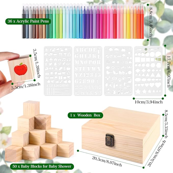 Draupnir 92 Pcs Fun Baby Shower Games Sign Kit Babies Coloring Blocks - Image 3