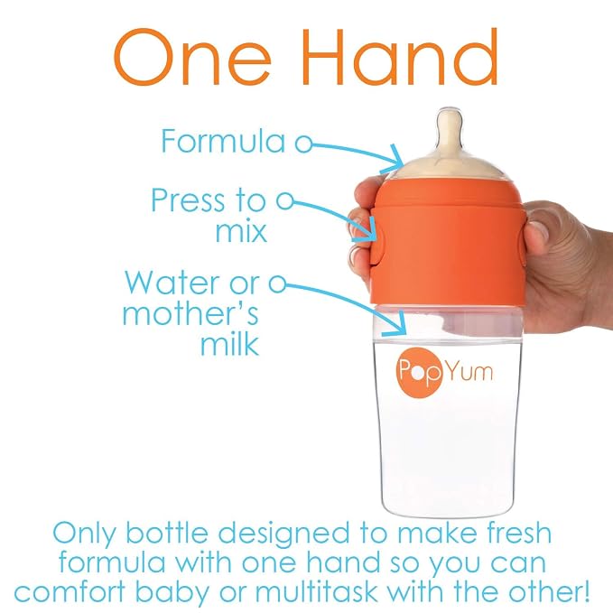PopYum 9 oz Orange Anti-Colic Formula Making/Mixing/Dispenser Baby Bottle - Image 2