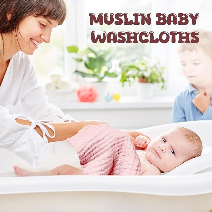 Breling 20 Pcs Baby Muslin Washcloth 12 x 12 Inch 100% Cotton Soft and - Image 5
