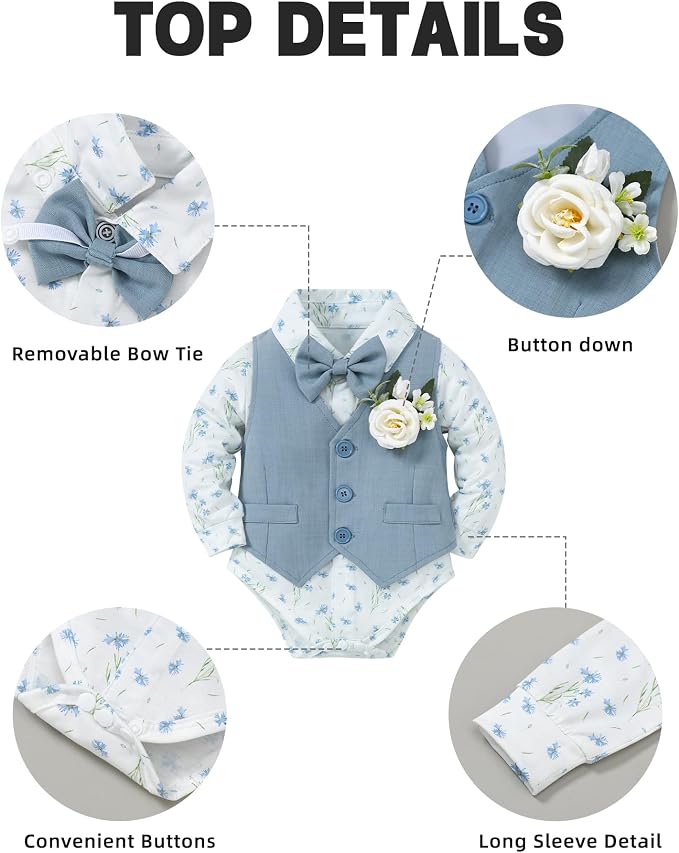 Coco&RARA Baby Boy Clothes Suits Infant Gentleman Outfits, Formal Dress - Image 4