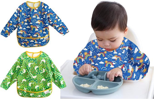2 Pack Baby Bibs for Boy, Baby Bibs for Eating, Mess Proof Baby Bib, Full by YKVOSAR