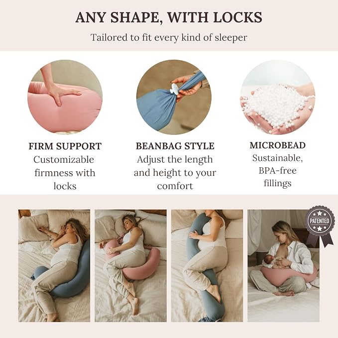 Pregnancy Pillow 5-in-1 【Cooling Cover, Adjustable Firmness】 Patented Lock - Image 3