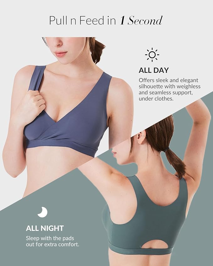 Mamaway Silky Crossover Nursing Maternity Wireless Bra, No Buckle, No Show - Image 2