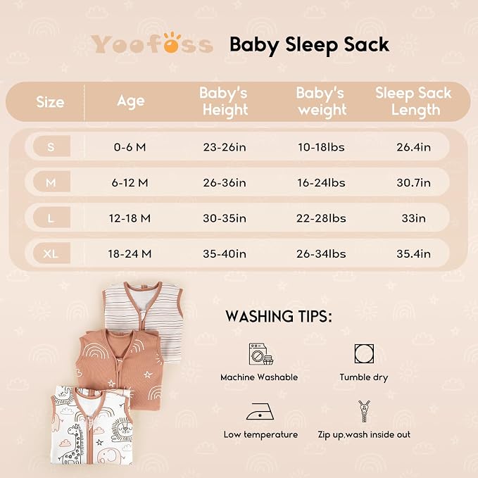Yoofoss Baby Sleep Sack 12-18 Months 0.5 Tog Wearable Blanket - Image 5
