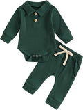 Newborn Baby Boy Girl Clothes Ribbed Knitted Long Sleeve Romper Pants Solid by MABABY