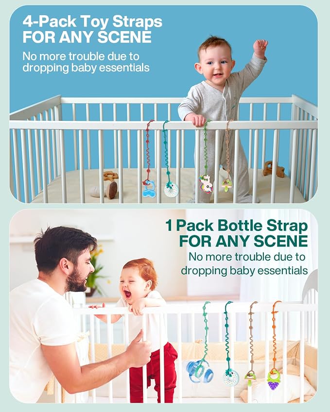 Toy Straps for Baby, Silicone Tether Pacifier Clip, No Throw Travel Essential - Image 5